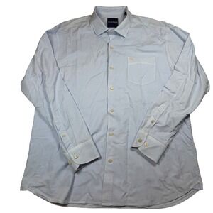 Tommy Bahama Mens XL Blue Cotton Silk Blend Long Sleeve Button Down Shirt Marlin